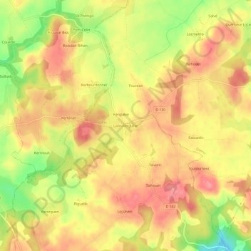 Carte topographique Lann Kerglaive, altitude, relief