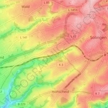 Carte topographique Kotten, altitude, relief