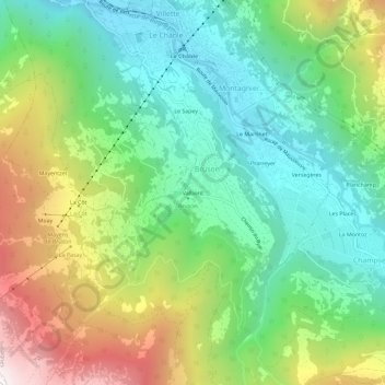 Carte topographique Valbord, altitude, relief