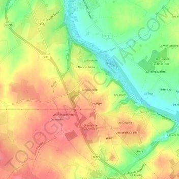 Carte topographique La Grandière, altitude, relief
