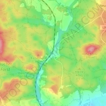 Carte topographique Seehof, altitude, relief
