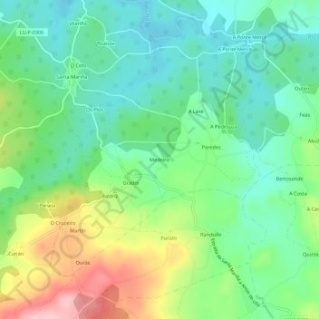 Carte topographique Medeiro, altitude, relief