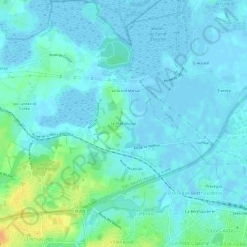 Carte topographique Le Petit Marsac, altitude, relief