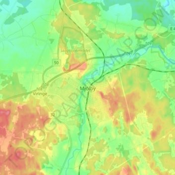 Carte topographique Mjölby, altitude, relief