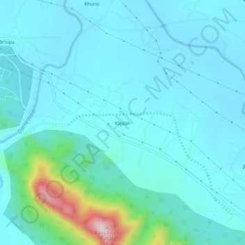Carte topographique Rajdah, altitude, relief