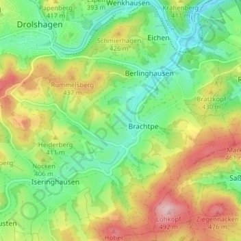 Carte topographique Potzenhof, altitude, relief