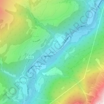 Carte topographique Strada, altitude, relief