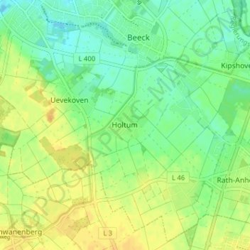 Carte topographique Holtum, altitude, relief