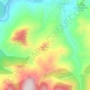 Carte topographique Palomar, altitude, relief