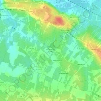 Carte topographique La Croix des Sables, altitude, relief
