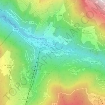 Carte topographique Les Chavonnes, altitude, relief