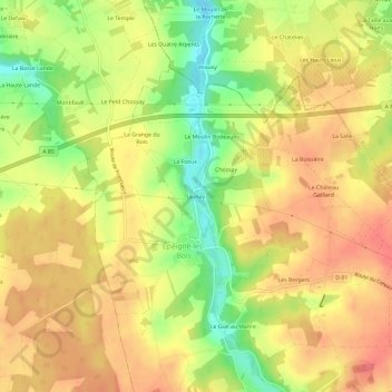 Carte topographique Jaunay, altitude, relief