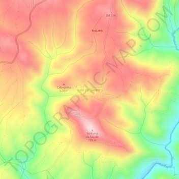Carte topographique Vale de Janeiro, altitude, relief