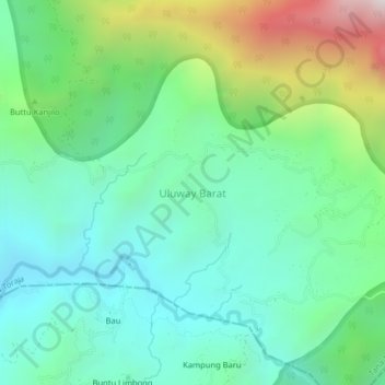 Carte topographique Uluway Barat, altitude, relief
