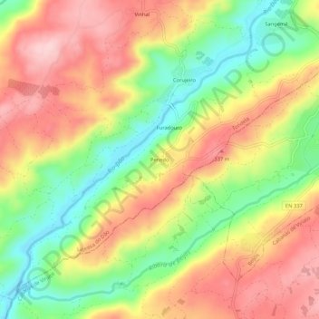 Carte topographique Penedo, altitude, relief