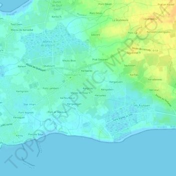 Carte topographique Kergroez, altitude, relief