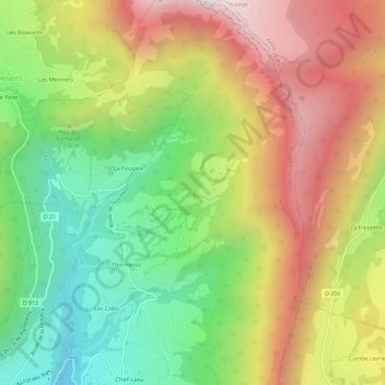 Carte topographique Les Chavonnes, altitude, relief