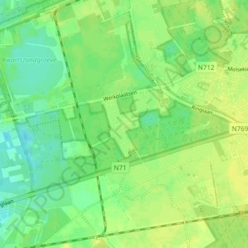 Carte topographique Lommel-Werkplaatsen, altitude, relief