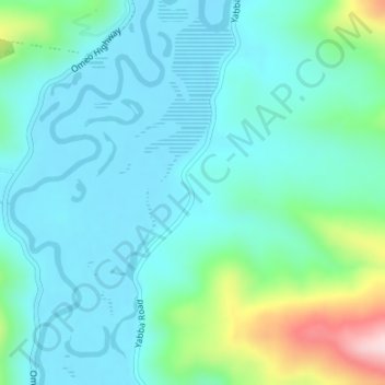 Carte topographique Yabba, altitude, relief