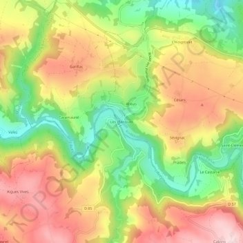 Carte topographique Les Planques, altitude, relief