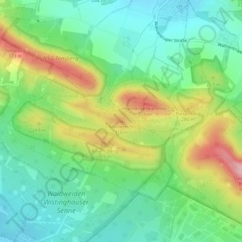 Carte topographique Mämerisch, altitude, relief