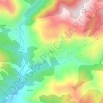 Carte topographique Calvera, altitude, relief