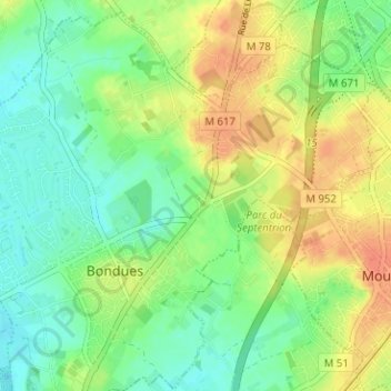 Carte topographique Le Jambon, altitude, relief