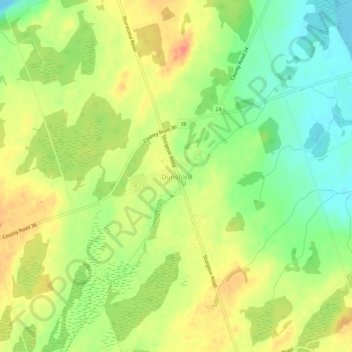 Carte topographique Dunsford, altitude, relief