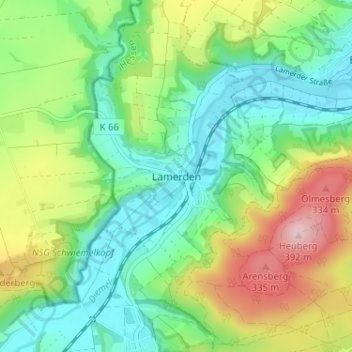 Carte topographique Lamerden, altitude, relief