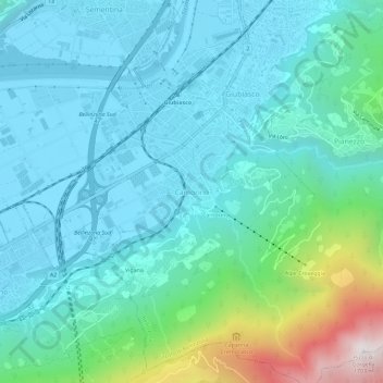 Carte topographique Camorino, altitude, relief
