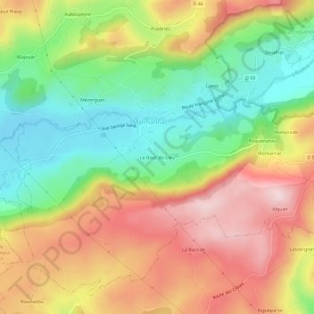Carte topographique Le Bout du Lieu, altitude, relief