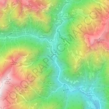 Carte topographique Oro di Munca, altitude, relief