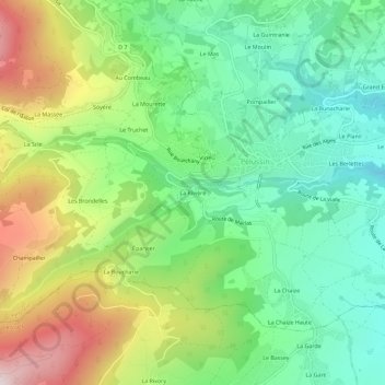 Carte topographique La Rivière, altitude, relief