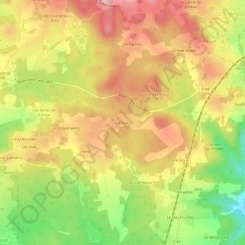Carte topographique Les Fayes, altitude, relief