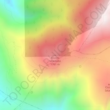 Carte topographique Monte Montalto, altitude, relief