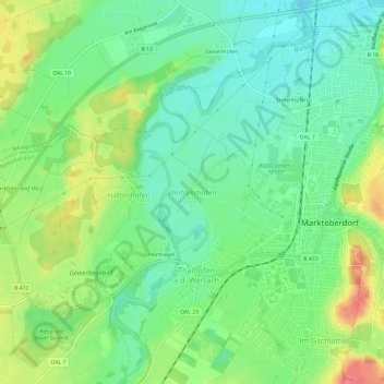 Carte topographique Weibletshofen, altitude, relief