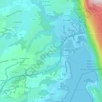 Carte topographique Le Terreau, altitude, relief