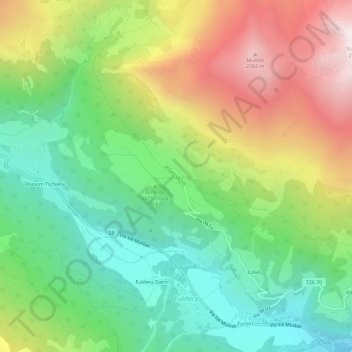 Carte topographique Lü, altitude, relief