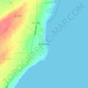 Carte topographique Brantevik, altitude, relief