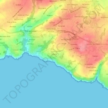 Carte topographique Trégana, altitude, relief