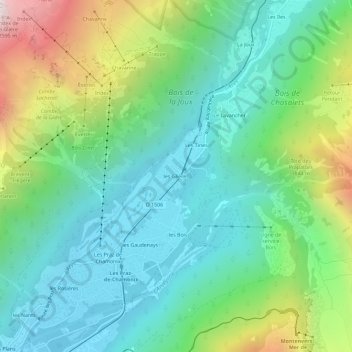 Carte topographique Les Glières, altitude, relief