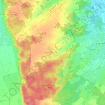 Carte topographique Schöneschach, altitude, relief