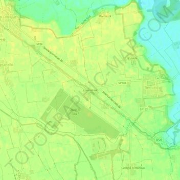 Carte topographique Colombina, altitude, relief