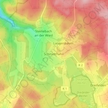Carte topographique Schmidthahn, altitude, relief