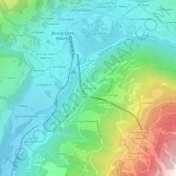 Carte topographique Montrigon, altitude, relief