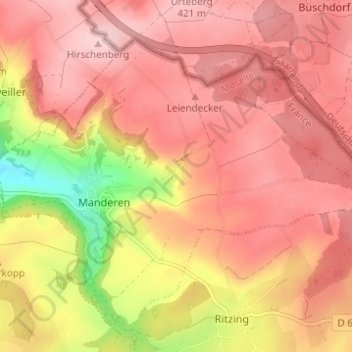 Carte topographique Tunting, altitude, relief