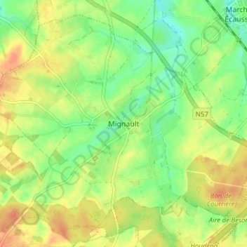 Carte topographique Mignault, altitude, relief