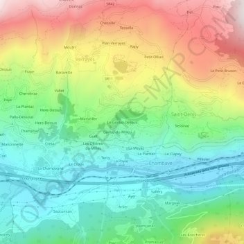 Carte topographique Le Goillaz-Dessus, altitude, relief