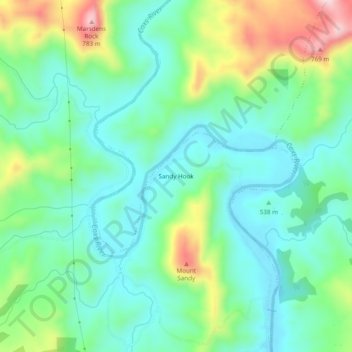 Carte topographique Sandy Hook, altitude, relief