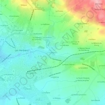 Carte topographique Grouteau, altitude, relief